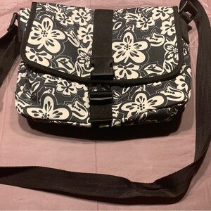 Nautica Floral Black and White Messenger Bag